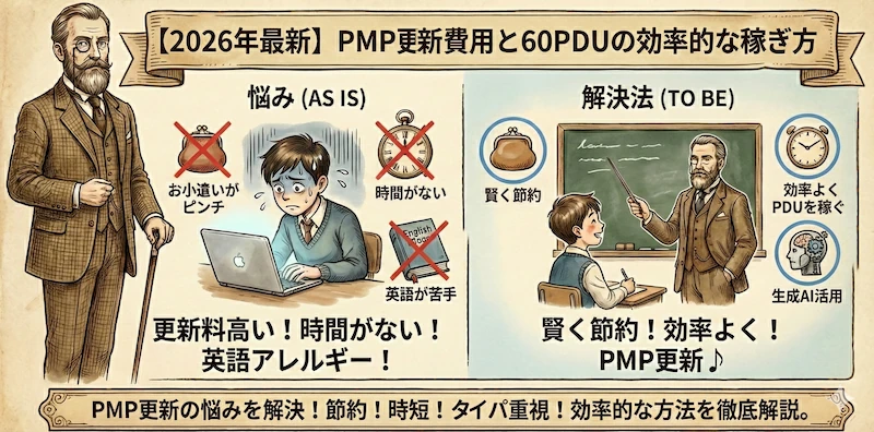 【2026年最新】PMP更新費用を節約！最短5日で60PDUを無料で稼ぐ！6年分まとめて更新する裏ワザ付